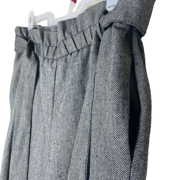 Eloquii Pants Size 18 Paperbag Herringbone Gray Black White High Rise - Picture 3 of 14